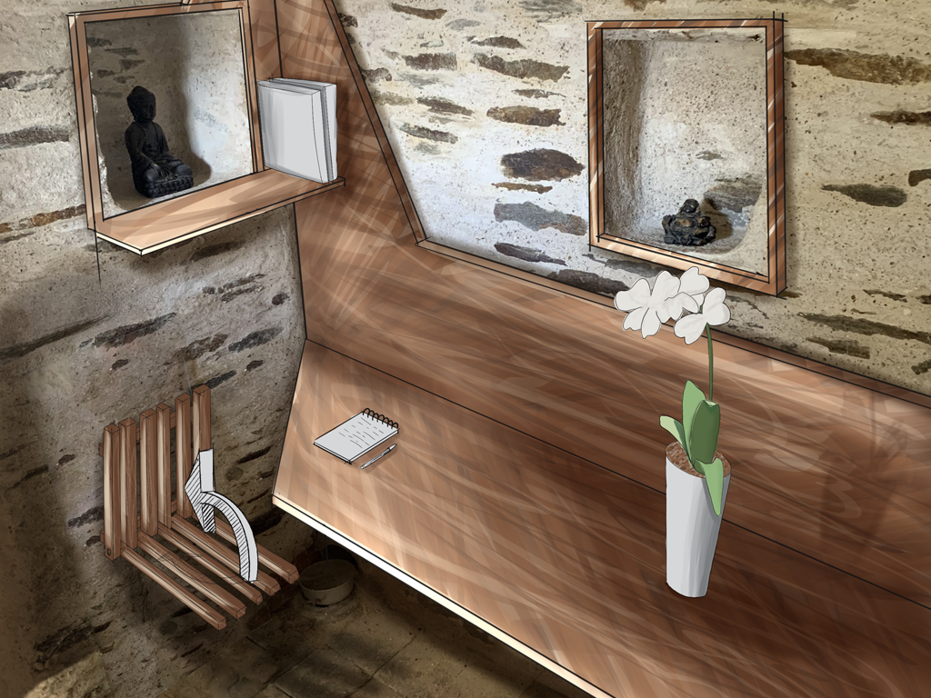 dessin d'une tablette en bois