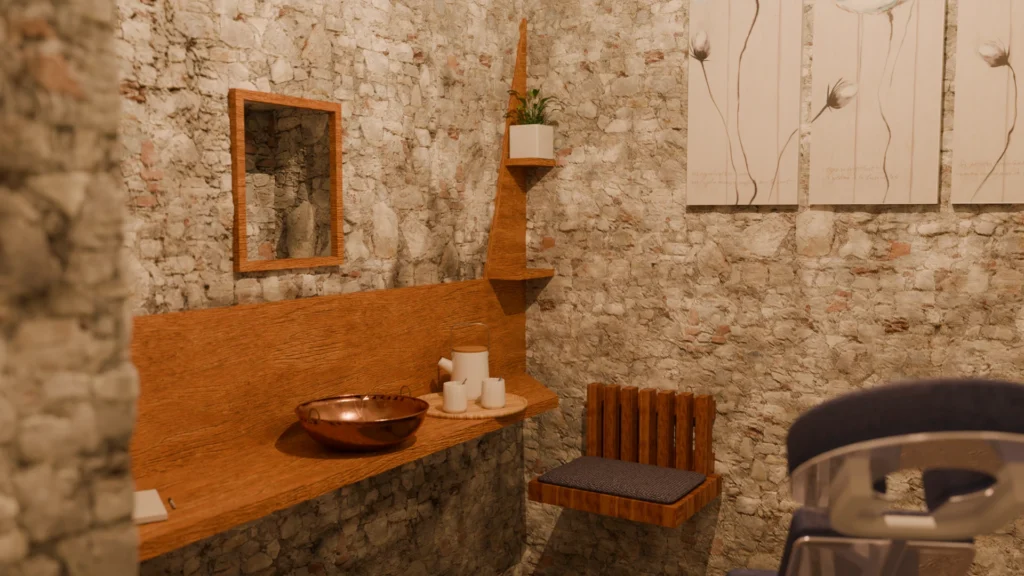 Visualisation 3D d'un aménagement d'un petit espace pour le client