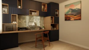 Rendu 3D d'un bureau sur mesure
