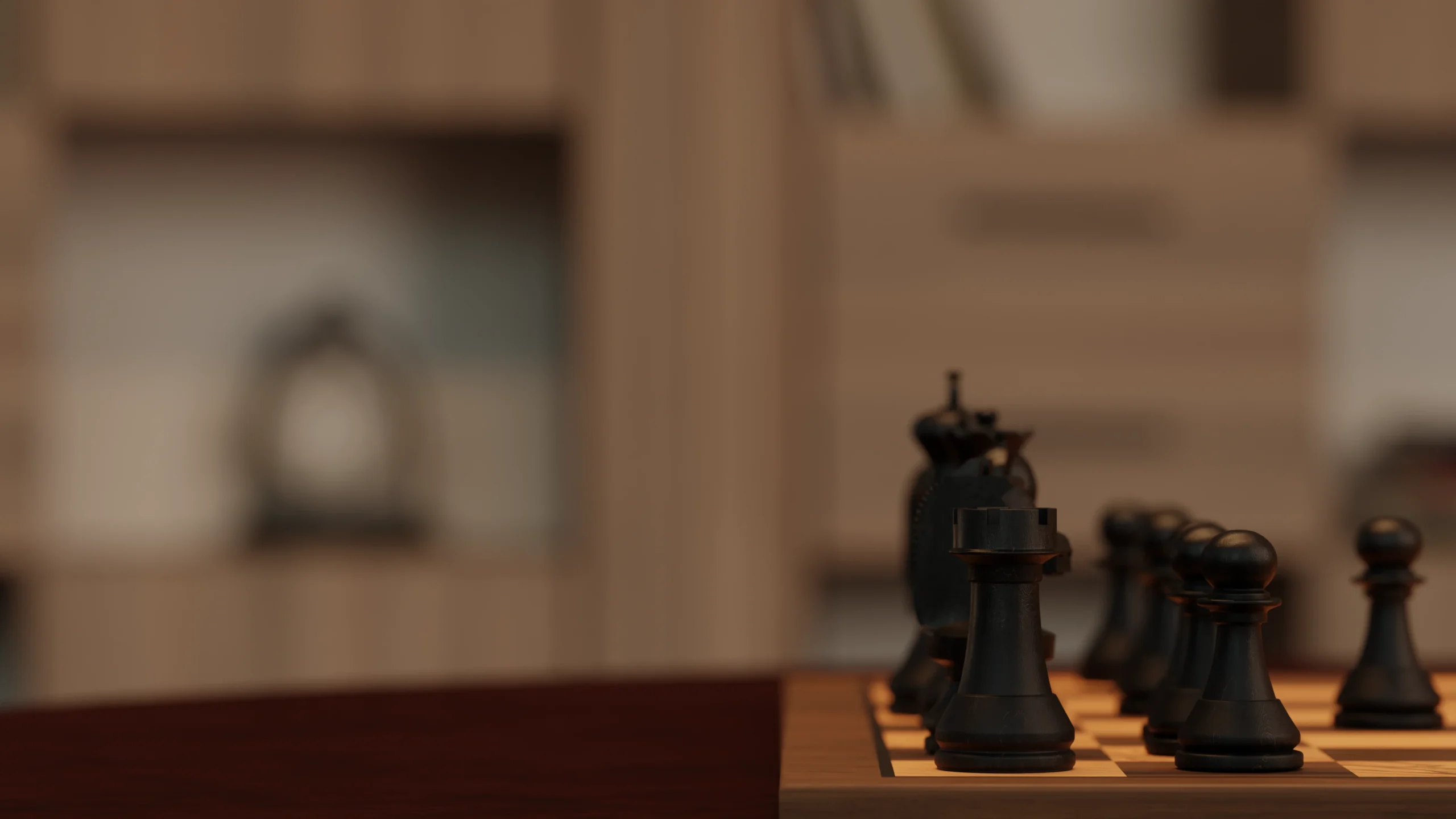 Rendu 3D d'un gros plan sur un jeu d'échec