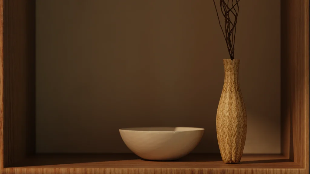 Rendu 3D d'une niche d'un meuble d'entrée