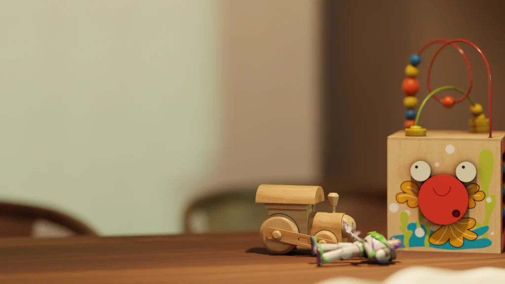 Rendu 3D d'un gros plan sur des jouets d'enfants